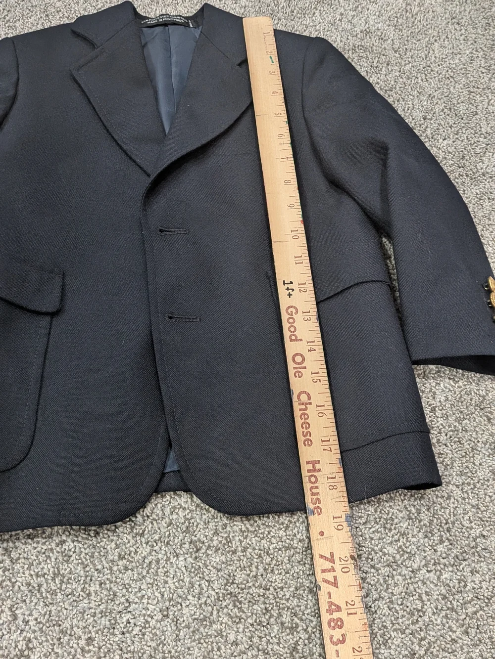Nordstrom Suit Jacket Blazer Boys 5 Navy Gold Button Wool Blend Classic Preppy